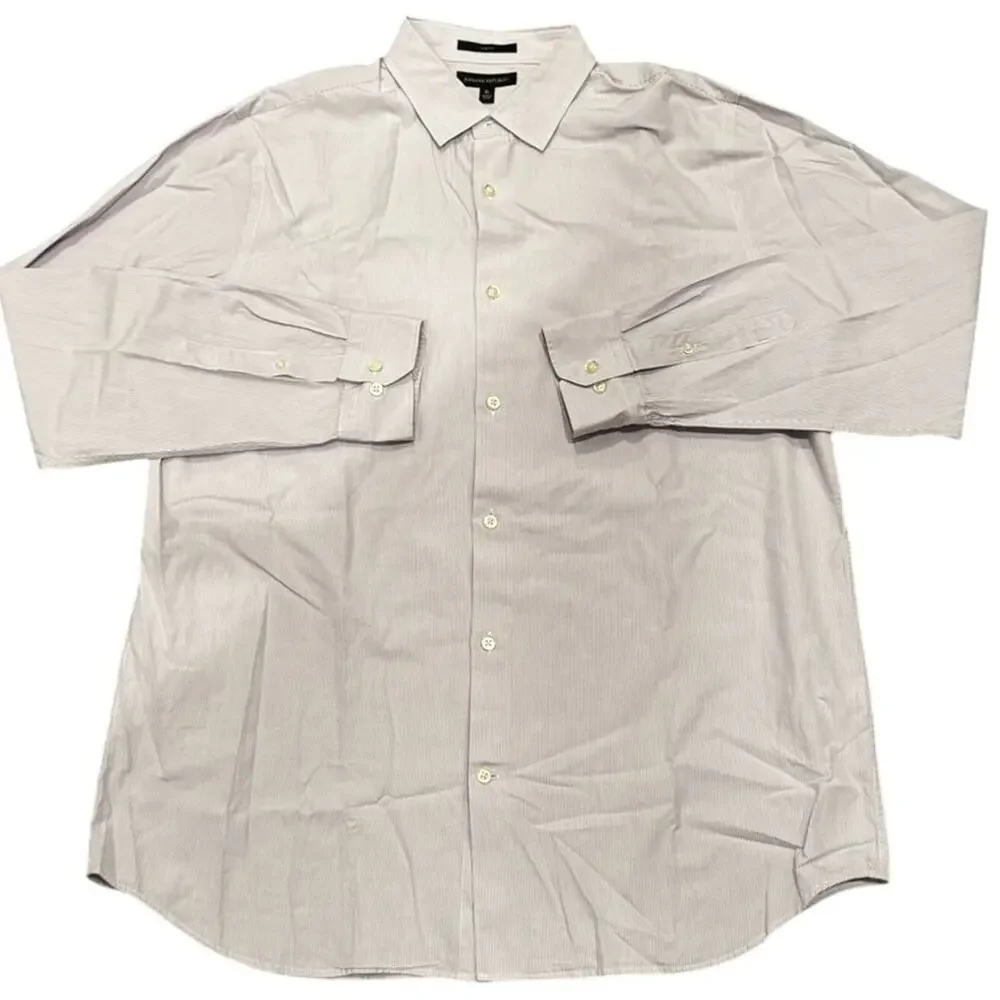 Banana Republic Men's Premium Poplin Button Down Dress Slim Fit Shirt XL NWOT